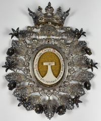 Spectacular reliquary theca with relics of the Shroud Of Jesus Christ (Shroud of Turin)